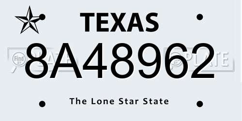 8A48962 Texas License Plate