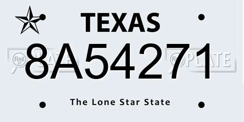 8A54271 Texas License Plate
