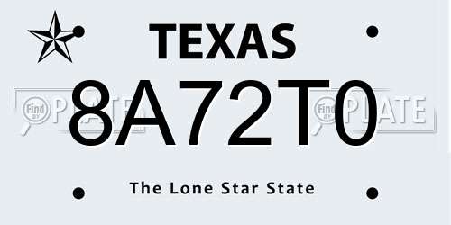 8A72T0 Texas License Plate