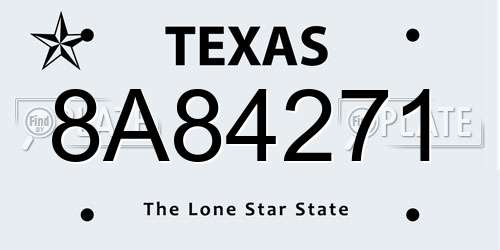 8A84271 Texas License Plate