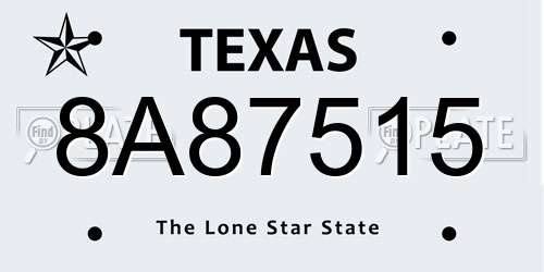 8A87515 Texas License Plate