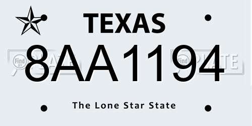 8AA1194 Texas License Plate
