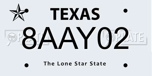 8AAY02 Texas License Plate