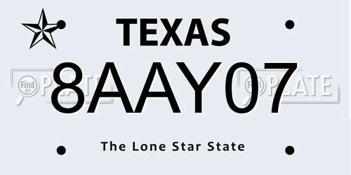 8AAY07 Texas License Plate