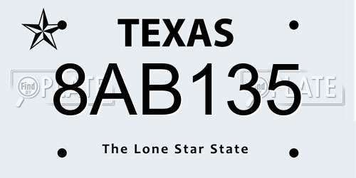 8AB135 Texas License Plate