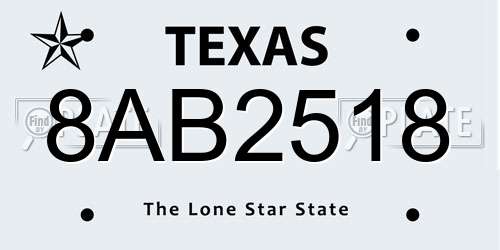 8AB2518 Texas License Plate