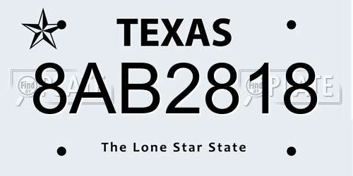 8AB2818 Texas License Plate