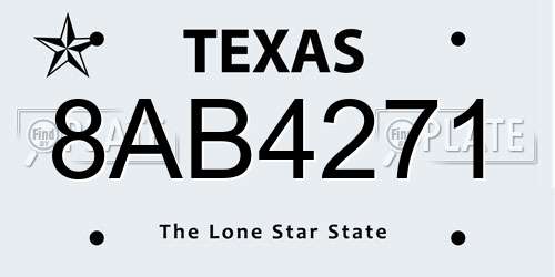 8AB4271 Texas License Plate