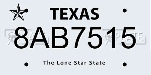 8AB7515 Texas License Plate