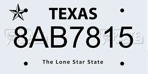 8AB7815 Texas License Plate