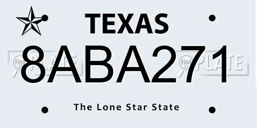8ABA271 Texas License Plate