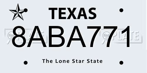 8ABA771 Texas License Plate