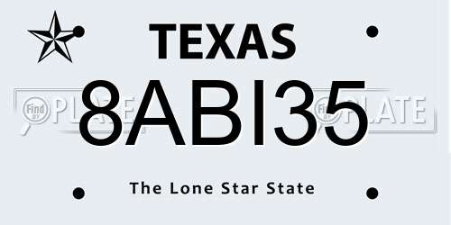8ABI35 Texas License Plate