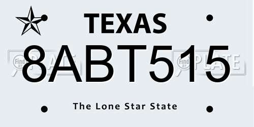 8ABT515 Texas License Plate
