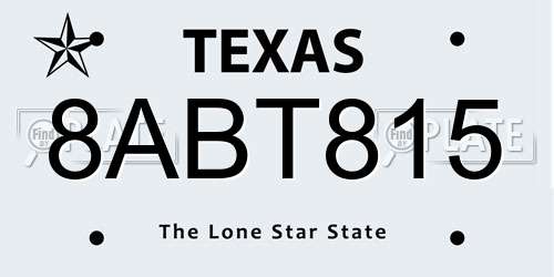 8ABT815 Texas License Plate
