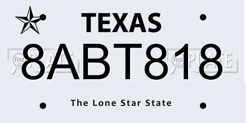 8ABT818 Texas License Plate