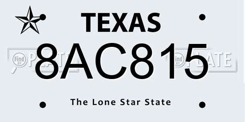 8AC815 Texas License Plate