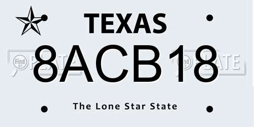 8ACB18 Texas License Plate