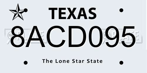 8ACD095 Texas License Plate