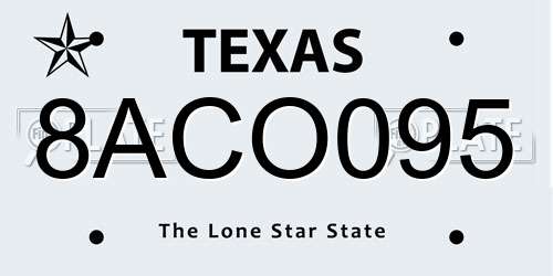 8ACO095 Texas License Plate