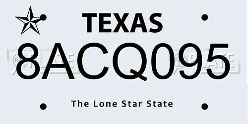 8ACQ095 Texas License Plate