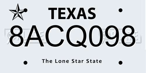 8ACQ098 Texas License Plate