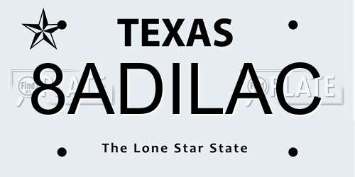 8ADILAC Texas License Plate