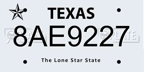 8AE9227 Texas License Plate
