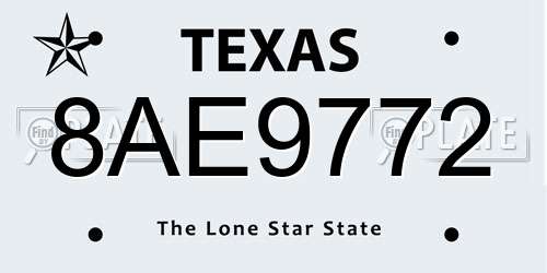 8AE9772 Texas License Plate