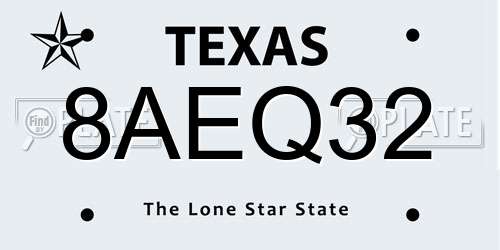 8AEQ32 Texas License Plate
