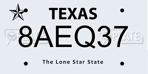 8AEQ37 Texas License Plate