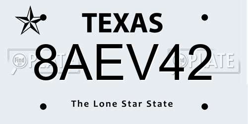 8AEV42 Texas License Plate