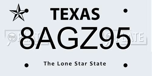 8AGZ95 Texas License Plate