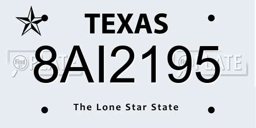 8AI2195 Texas License Plate