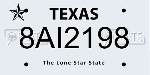 8AI2198 Texas License Plate