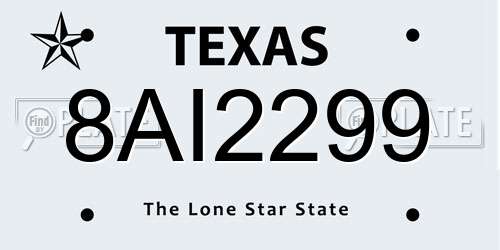 8AI2299 Texas License Plate