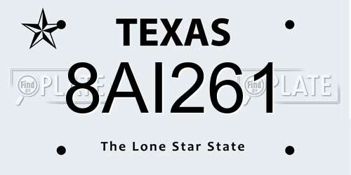 8AI261 Texas License Plate