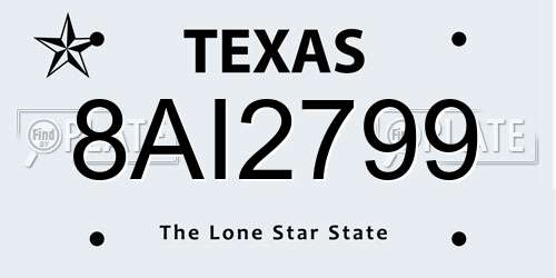 8AI2799 Texas License Plate