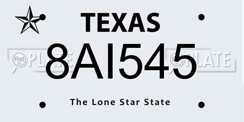 8AI545 Texas License Plate