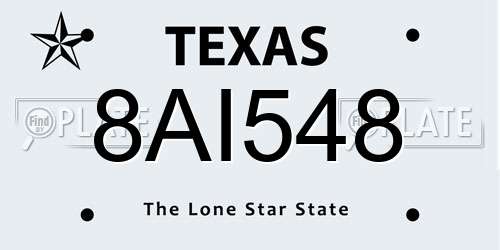 8AI548 Texas License Plate