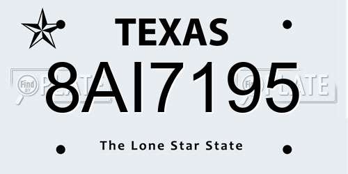 8AI7195 Texas License Plate