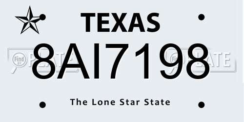 8AI7198 Texas License Plate
