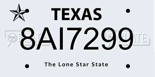 8AI7299 Texas License Plate
