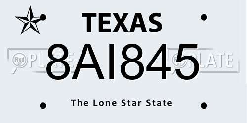 8AI845 Texas License Plate