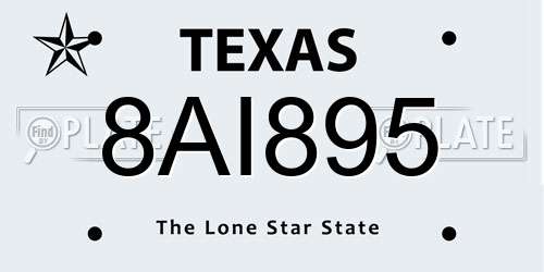 8AI895 Texas License Plate