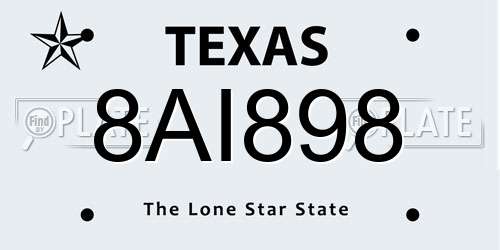 8AI898 Texas License Plate