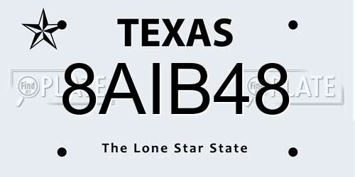 8AIB48 Texas License Plate