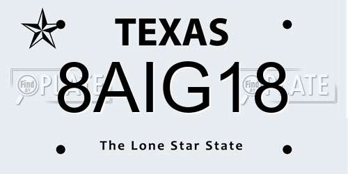 8AIG18 Texas License Plate