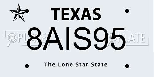 8AIS95 Texas License Plate
