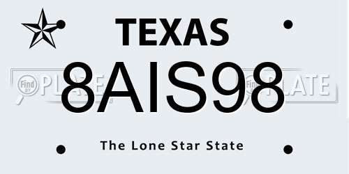8AIS98 Texas License Plate
